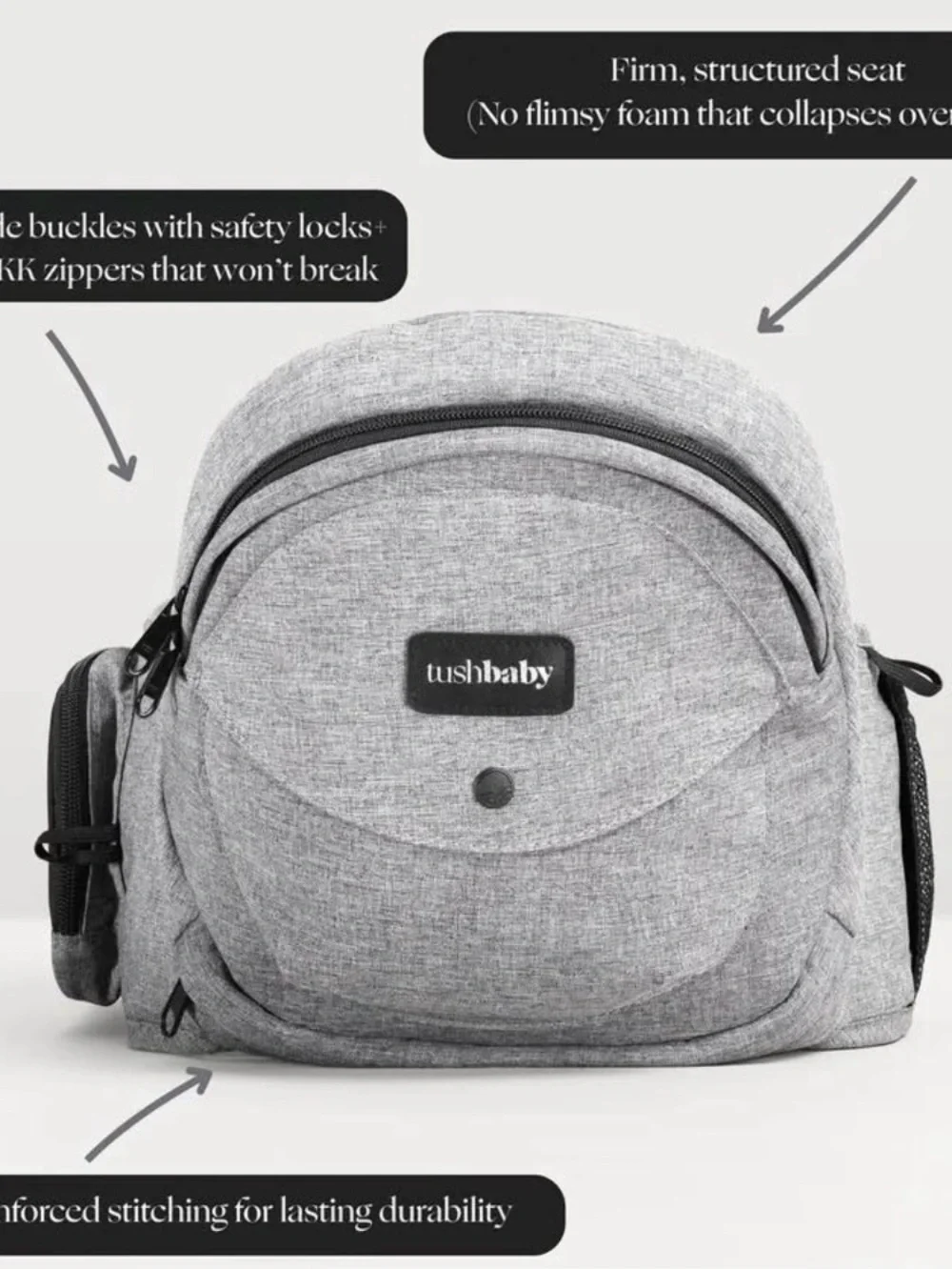 Tush baby Gray Baby Hip Seat Carrier - Comfortable Kids Accessory